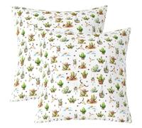 Manfei Juego de 2 fundas de almohada de dibujos animados con diseño de cactus y calavera de vaca, sombrero de vaquero, para niños, adolescentes y adultos, aventuras en el desierto del suroeste, estilo