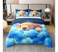 Manfei Juego de funda de edredón Kawaii Dog 100 % algodón, tamaño King, juego de ropa de cama de 3 piezas, diseño de cachorros 3D, funda de edredón con temática de animales de mascotas, decoración de