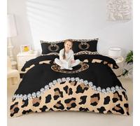 Manfei Juego de ropa de cama de 3 piezas con letra inicial O, funda de edredón ultrasuave con estampado de leopardo para niños y niñas, funda de edredón ultrasuave (sin edredón), funda de edredón de
