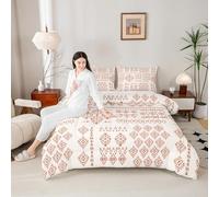 Manfei Juego de ropa de cama para niños, diseño geométrico de flecha azteca, tamaño King, juego de edredón étnico tribal del suroeste, edredón vintage vaquero occidental, relleno de edredón beige para
