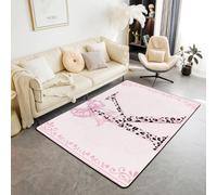 Manfei Linda alfombra de área con lazo, leopardo rosa, letra K, alfombras de entrada para decoración de habitación de niños y niñas, alfombras antideslizantes y absorbentes de 6 pies 6 pulgadas x 4