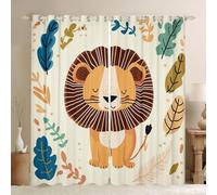 Manfei Lindas cortinas de ventana de león, cortinas de ventana de vida silvestre, tratamientos de ventana de vida silvestre de la selva, decoración de habitación de niños y niñas, juego de 2 paneles