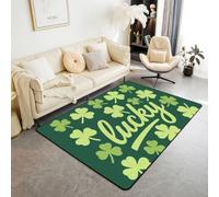 Manfei Lucky Clover - Alfombra de área con estampado de hojas de trébol verde, alfombras de entrada para niños y niñas, decoración de habitación de niños y niñas, alfombras absorbentes antideslizantes