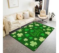 Manfei Lucky Clover - Alfombra de área con hojas de trébol verde para interiores, alfombras de entrada para niños y niñas, decoración de habitación de niños y niñas, alfombras antideslizantes y