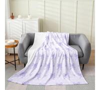 Manfei Manta con diseño de corazones y lazos, manta de cama de lunares morados y blancos para niñas y mujeres, manta mullida de estilo princesa de ensueño, 40 x 50 pulgadas