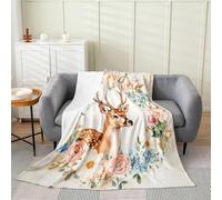 Manfei Manta de felpa de ciervo, manta de franela de forro polar para niños, niñas, adolescentes, para todas las estaciones, bonita manta de cama de vida silvestre, decoración ligera de habitación, 50