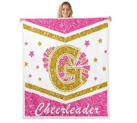 Manfei Manta de forro polar de animadora, manta de felpa con estampado de lentejuelas para niños y adolescentes, bonita decoración de habitación, mantas de franela con letra G inicial, tamaño