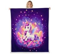 Manfei Manta de forro polar de franela de unicornio de dibujos animados, 40 x 50 pulgadas, bonita manta mullida para sofá, sofá, galaxia estrellada, flores para todas las estaciones, mantas de felpa