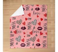 Manfei Manta de franela con diseño de corazón para niños, manta de cama romántica con diseño de leopardo, para el día de San Valentín, decoración de sofá para niñas y niños, manta mullida roja y rosa