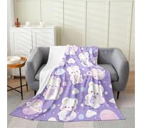 Manfei Manta de franela de forro polar de 60 x 80 pulgadas con diseño de dibujos animados de cielo estrellado para sofá, sofá, patrón geométrico de cuadrícula para todas las estaciones, manta de felpa