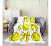 Manfei Manta de franela de sóftbol para niños y adultos, manta de forro polar mullida con lazo de princesa Kawaii para bebé, 30 x 40 pulgadas, bonita textura de sóftbol, sofá, cama, sofá, suave