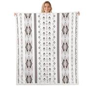Manfei Manta geométrica con diseño de flecha azteca para niños, manta de cama de vaquero occidental tribal del suroeste, manta cuadrada de retazos a rayas, decoración de sofá para niñas y niños, manta