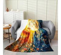 Manfei Phoenix Moon - Manta de franela de forro polar de 40 x 50 pulgadas, manta mullida de criaturas míticas para sofá, sofá, pintura al óleo de acuarela, para todas las estaciones, mantas de felpa