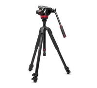 Manfrotto 055 Kit de aluminio, trípode de vídeo con cabeza fluida, 3 segmentos
