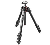 Manfrotto 055 - Trípode de Fibra de Carbono de 4 Secciones con Columna Horizontal (MT055CXPRO4), Color Negro