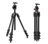 Manfrotto 055XPRO AS, Trípode de cámara de fibra de carbono de 4 secciones, kit de fotos con cabezal de bola XPRO, columna de 90 grados, carga de 15 kg, placa Arca-Swiss, para DSLR/sin espejo, trípode