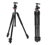 Manfrotto 190X AS, trípode de cámara de Aluminio de 3 Secciones, Kit de Fotos con Cabeza de Bola, Nivel del Suelo, Placa Arca-Swiss, Bloqueo de Palanca de alimentación rápida, Carga útil de 22 Libras