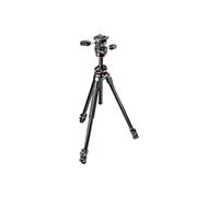 Manfrotto 290 DUAL Kit, aluminio, 3 segm., columna central de 90Â°, cabezal panorÃ¡mico de 3 vÃas