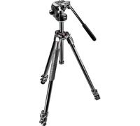 Manfrotto 290 XTRA Kit, trípode de aluminio con 3 segmentos, cabezal panorámico de 2 vías