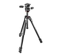 Manfrotto 290 Xtra - Kit trípode de 3 secciones y rótula 3 Way (aluminio), Negro