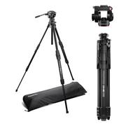 Manfrotto 500X Cabezal de Vídeo Fluido con Trípode Híbrido ONE, Aluminio, Kit Foto & Vídeo, Carga 5kg, Columna Niveladora, Columna Horizontal 90°, Sistema Quick Release, para Cámaras DSLR & Mirrorless