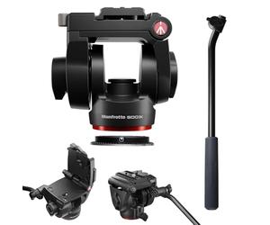 Manfrotto 500X Rótula de Vídeo Fluida para Mirrorless, Carga 5 Kg, Base Plana, Placa Deslizante de Liberación Rápida, Vertical y Horizontal, Ideal para Creadores