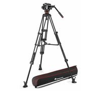 Manfrotto 504X Cabezal Fluido de Video y Trípode de Doble Horquilla de Aluminio con Separador en el Nivel Medio, para Cámaras DSLR, Digitales, Videocámaras, con Bolsa de Transporte, Soporta hasta 12kg