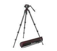 Manfrotto 504X Cabezal Fluido de Video con Trípode 536 de Fibra de Carbono, Pata Simple, Diseñado para Cámaras Digitales DSLR, para Fotógrafos y Videógrafos, Bolsa de ransporte, Soporta hasta 12 kg