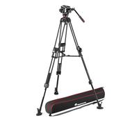 Manfrotto 504X Cabezal Fluido de Video con Trípode 645 Fast de Aluminio con Doble Horquilla, para Cámaras Digitales, DSLR y Videocámaras, Bolsa de Transporte, Soporta hasta 12kg