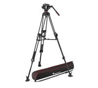 Manfrotto 504X Cabezal Fluido de Video con Trípode 645 Fast de Aluminio con Doble Horquilla, para Cámaras Digitales, DSLR y Videocámaras, Bolsa de Transporte, Soporta hasta 12kg