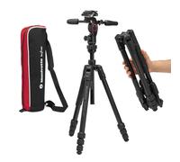 Manfrotto Befree GT Pro - Trípode de Viaje de Aluminio de 4 Secciones con Cabezal de Giro e inclinación de 3 vías, Color Negro