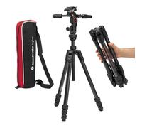 Manfrotto Befree GT Pro - Trípode de Viaje de Fibra de Carbono de 4 Secciones con Cabezal de Giro e inclinación de 3 vías, Color Negro