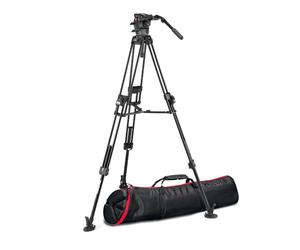 Manfrotto, Cabezal de Vídeo Fluido 526 con Trípode Fast Twin 645 de Aluminio, Kit Profesional para DSLR, Reflex, Cámara Digital, Cámara de Vídeo, Videógrafos, Carga Máxima 16 kg