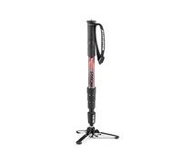 Manfrotto Element MII Monopié Vídeo Fluido Aluminio, Ligero, Carga hasta 16 kg, Base Fluida Plegable, 4 Secciones, Twist Locks, para Cámaras DSLR y Sin Espejo, Rojo