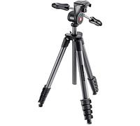 Manfrotto Kit de trípode Compacto avanzado de Aluminio de 5 Secciones con Cabeza de 3 vías, Negro (MKCOMPACTADV-BK)