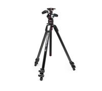 Manfrotto Kit de trípode de 3 secciones, trípode de cámara con cabezal de 3 vías en aluminio con sistema de liberación rápida de movimiento, kit de accesorios de fotografía profesional, cámara de trípode con cabezal de cámara