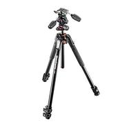 Manfrotto Kit Trípode 190XPRO de Aluminio de 3 Secciones con Cabezal de 3 Vías - Trípode Profesional para Cámara Réflex y sin Espejo, con Accesorios de Fotografía