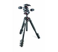 Manfrotto Kit Trípode 190XPRO de Aluminio de 4 Secciones con Cabezal de 3 Vías - Trípode Profesional para Cámara Réflex y sin Espejo, con Accesorios de Fotografía