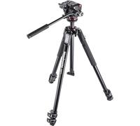 Manfrotto Trípode MK190X3-2W – Kit aluminio 3 secciones, cabezal fluido 2 vías, Negro/Antracita