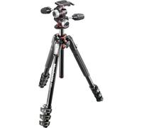 Manfrotto MK190XPRO4-3W Kit de trípode de Aluminio de 4 Secciones con Cabezal de 3 vías, Color Negro