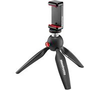 Manfrotto MKPIXICLAMP-BK, PIXI Mini Trípode con Soporte Universal para Smartphone - Trípode de Mesa Compacto para iPhone, Vlogging y Vídeo, Compatible con Fundas, Negro