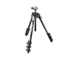 Manfrotto MT190CXPRO3 Trípode Fotográfico en Fibre de Carbono de 4 Secciones con Columna Central Orientable a 90° - Trípode Profesional para Cámaras Réflex y sin Espejo, Color Negro/Antracita