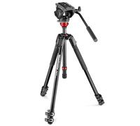 Manfrotto MVH500AH Cabezal de vídeo fluido con trípode de aluminio de vídeo de 190X y columna de nivelación, soporta 5 kg, 172,7 cm de altura máxima