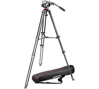 Manfrotto MVK502AM-1 - Sistema Profesional de trípode de vídeo Fluido de Aluminio con Patas telescópicas Dobles, semiesfera de 75 mm - Compatible con cámaras HDSLR - Incluye Bolsa de Transporte