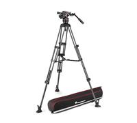 Manfrotto MVK608TWINMC - Rótula Fluida Nitrotech para Vídeo con Trípode de Pata Doble en Fibra de Carbono con Estabilizador a Media Altura para DSLR, Mirrorless, de Vídeo y Cine, Carga Soportada 14 kg