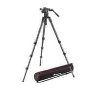 Manfrotto MVK612CTALL - Rótula Fluida Nitrotech para Vídeo con Trípode de Pata Simple en Fibra de Carbono para Cámaras DSLR, Mirrorless, de Vídeo y Cine, Carga Soportada 18kg