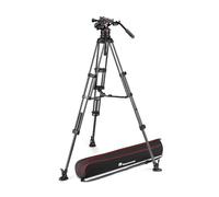 Manfrotto MVK612TWINMC - Rótula Fluida Nitrotech para Vídeo con Trípode de Pata Doble en Fibra de Carbono con Estabilizador a Media Altura para DSLR, Mirrorless, de Vídeo y Cine, Carga Soportada 18 kg