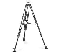 Manfrotto MVTTWINMA - Trípode de Vídeo de Pata Doble en Aluminio con Estabilizador a Media Altura, Adaptador Semiesférico de 100 mm a 75 mm, 3 Zapatas de Goma, Pies Dobles con Clavos