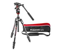 Manfrotto MVKBFRTC-LIVE Manfrotto befree Live Kit Twist Carbon con Fluid de Cabezal de vídeo, Blanco/Rojo