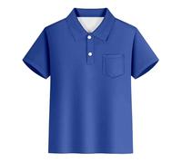Manga Corta Casual Rayas Caballero Tops Adolescente Vacaciones Camisas Camiseta Con Bolsillo, azul oscuro, 3-4 años